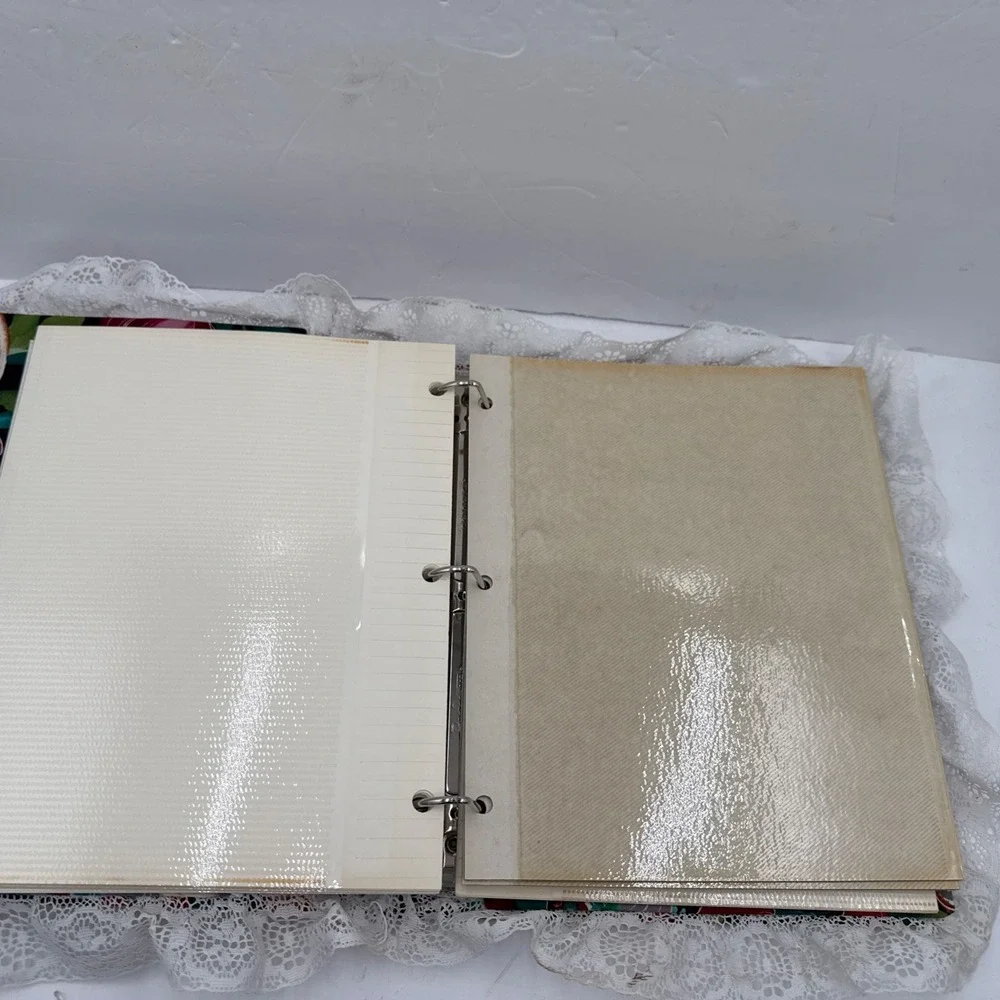 Vintage Handmade Fabric Photo Album Scrapbook Lace Cottagecore 80s Chili Peppers